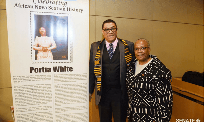20180320 672x402 Committee Chair Senator Wanda Thomas Bernard with Craig Smith chair and President of the Black Cultural Society for NS.png