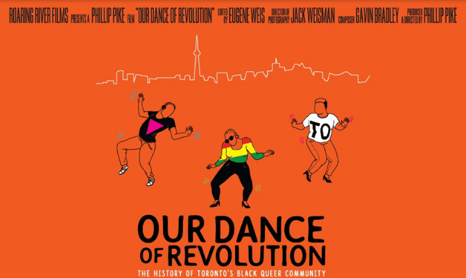 Orange Poster for Our Dance of Revolution: The History of Toronto's Black Queer Community. A Roaring River Film, Directed by Phillip Pike.